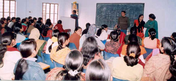 A furnished, airy classroom at the college